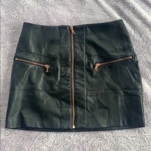 Rose Gold Zipper Leather Skirt